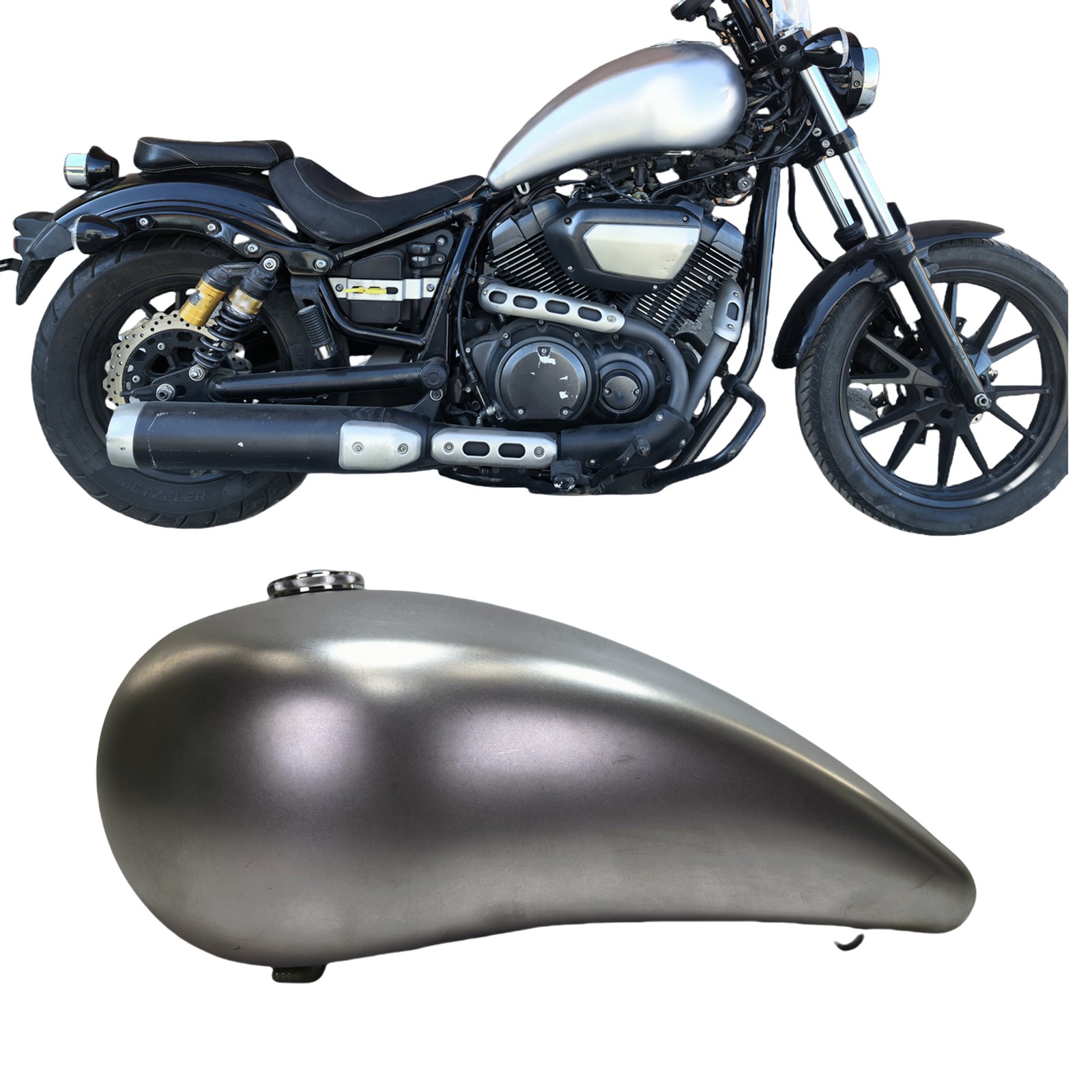 18L Unpainted Silver Petrol Fuel Tank Oil Tank For Yamaha XV950 2014-2023 2015