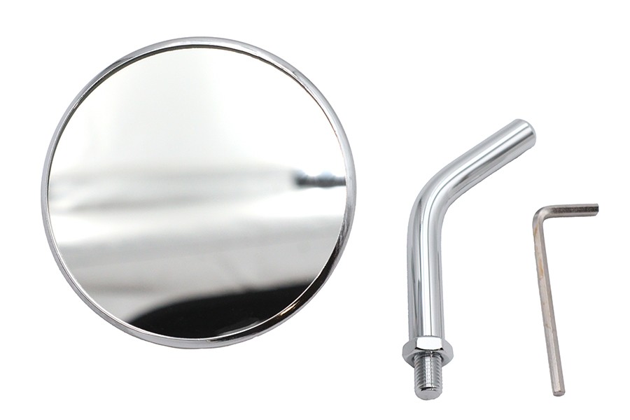 3 inch Round Mini Mirror Top Triple Tree Mount Chrome for Harley-Davidson