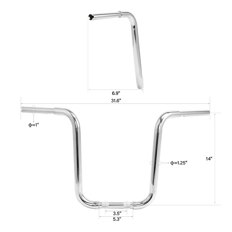 Chrome 10/12/14/16/18/20” Rise Ape Hanger Handlebar Fit For Harley Sportster