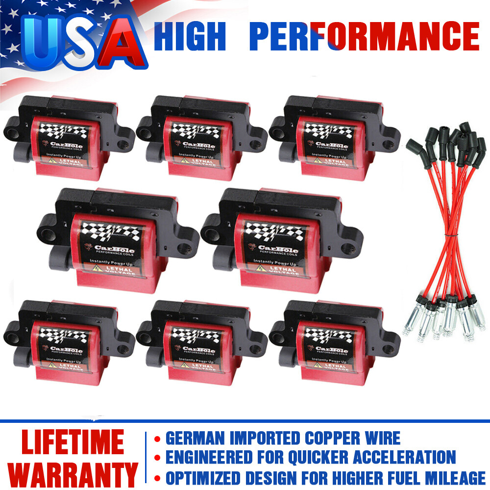 HIGH Performance Ignition Coils &Spark Wire For GMC 12558693 4.8L 5.3L 6.0L 8.1L