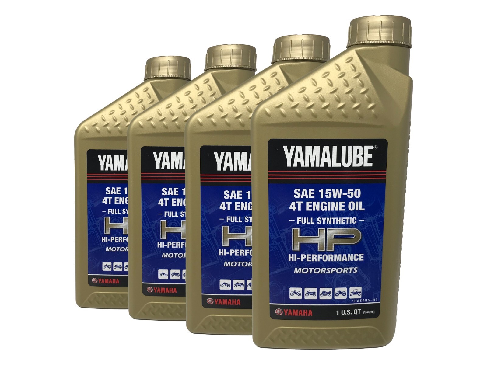 Yamaha Genuine OEM Yamalube Full Synthetic 15W-50 Oil LUB-15W50-FS-12 – 4 Pack