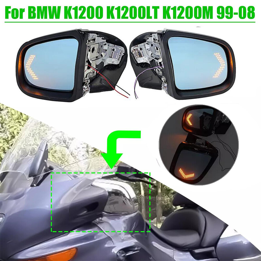 Left & Right Rearview Side Mirror w/ LED Turn Signal For BMW K1200 K1200LT K1200