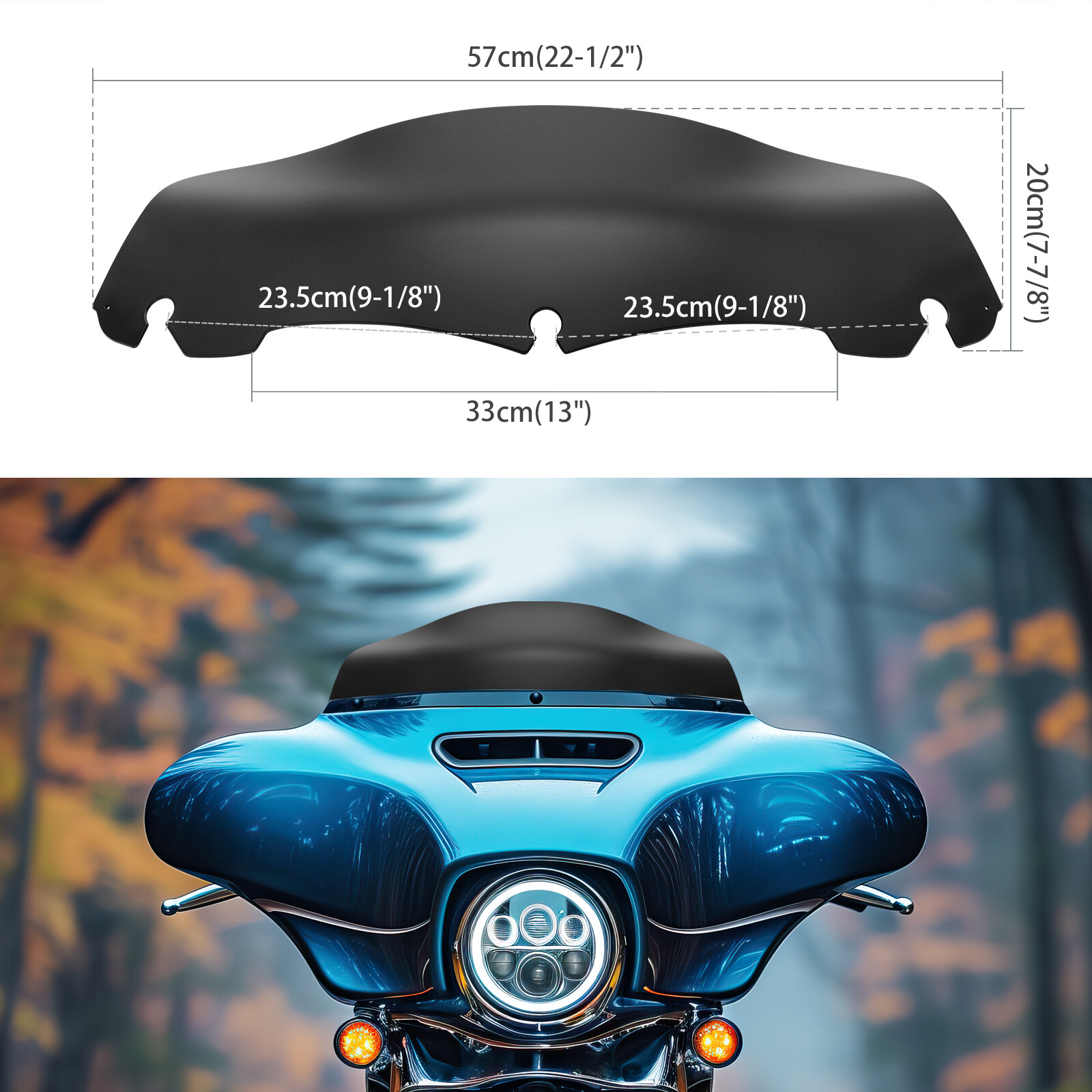 7″ Wave Windshield Windscreen For Harley Davidson Touring Street Glide 2014-2024