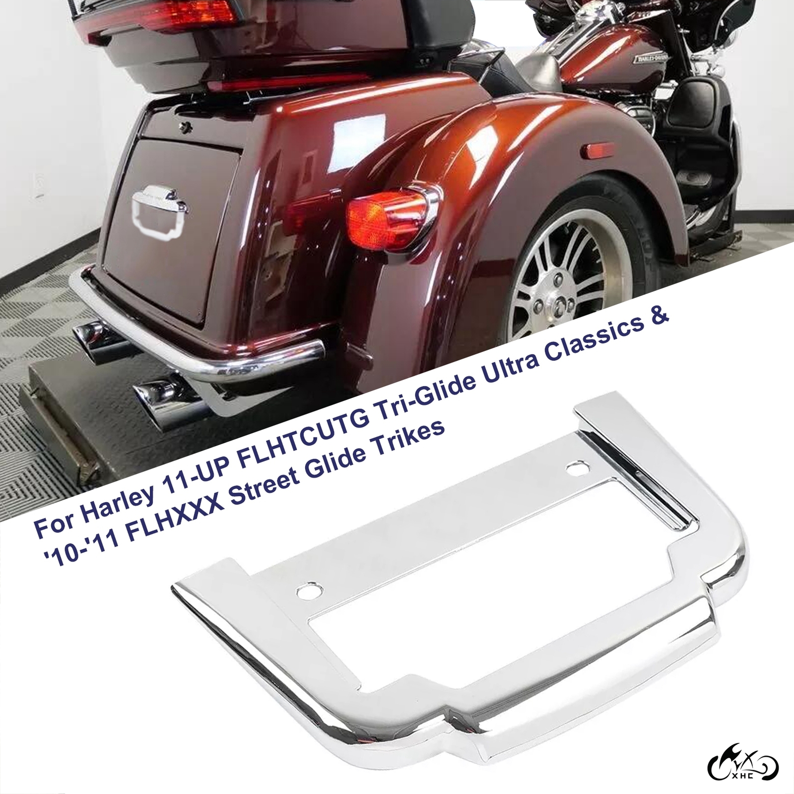 Chrome License Plate Frame For Harley Tri-Glide Ultra Classic FLHTCUTG 2011-2023