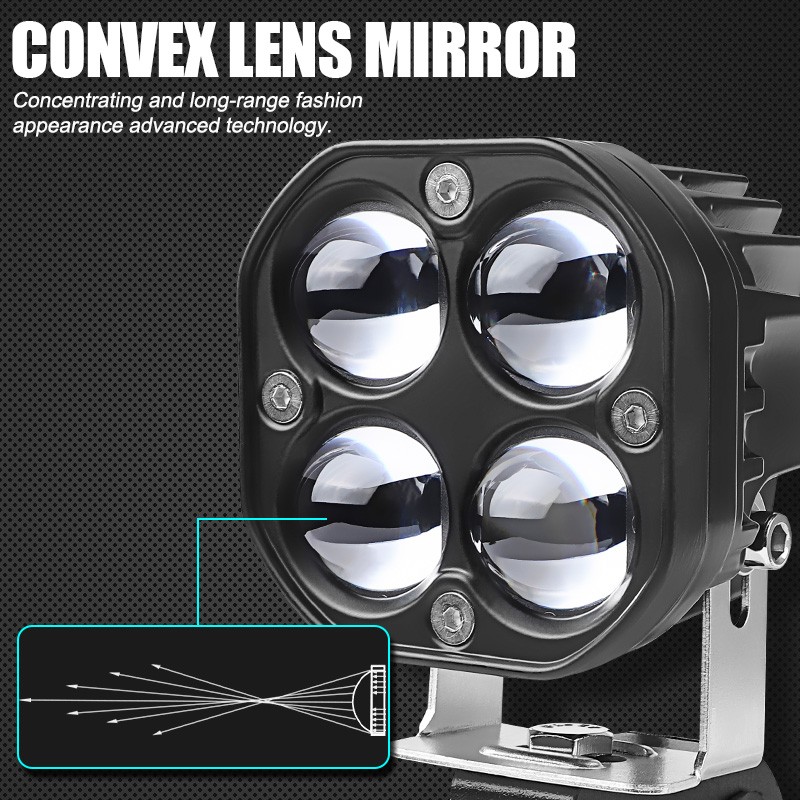 2X 60W 10000LM LED Motorcycle Driving Fog Spot Light Auxiliary Lamp White+Amber