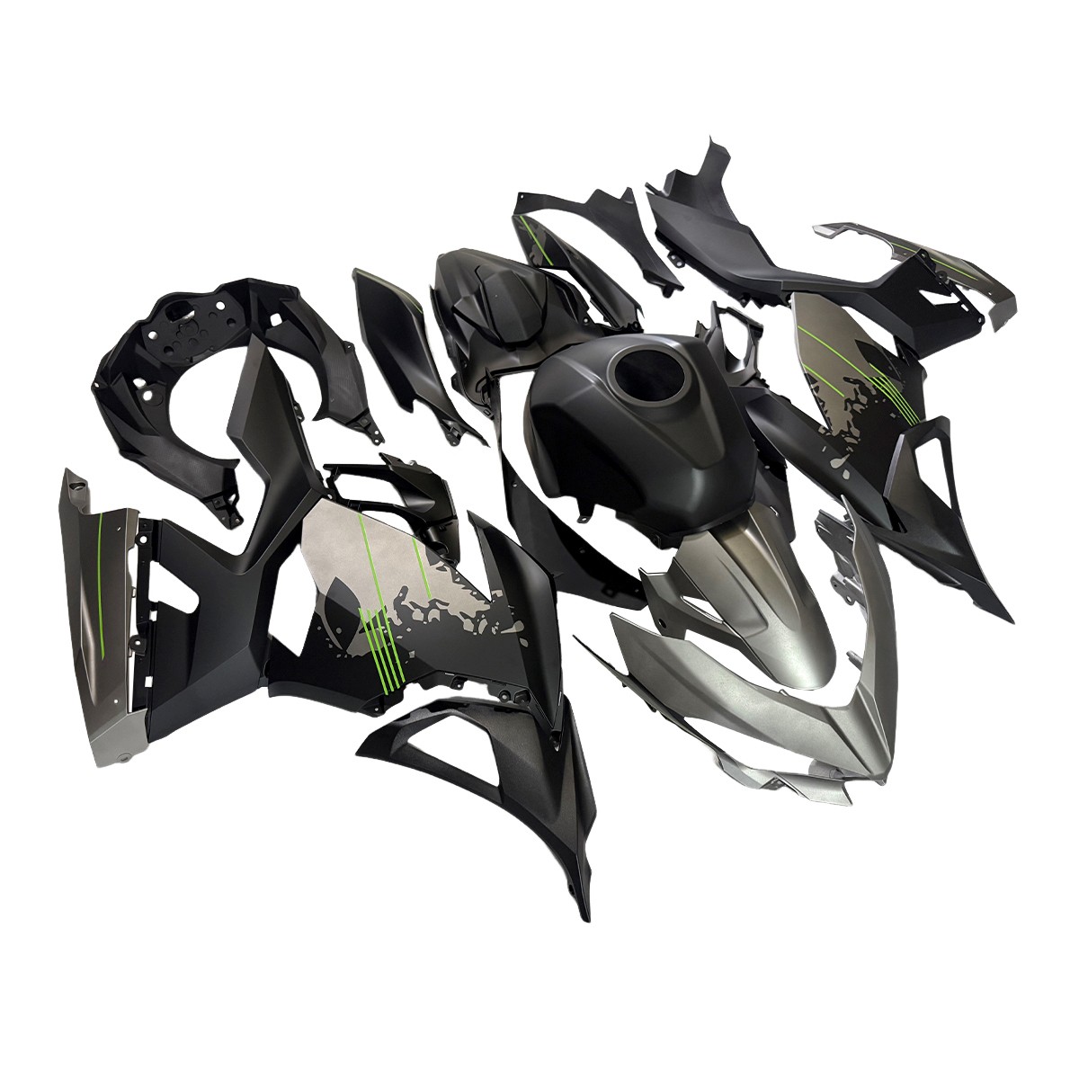 Bodywork Fairings For Kawasaki Ninja 400 2018-2023 ABS Fairing Kit Iron Gray Bla