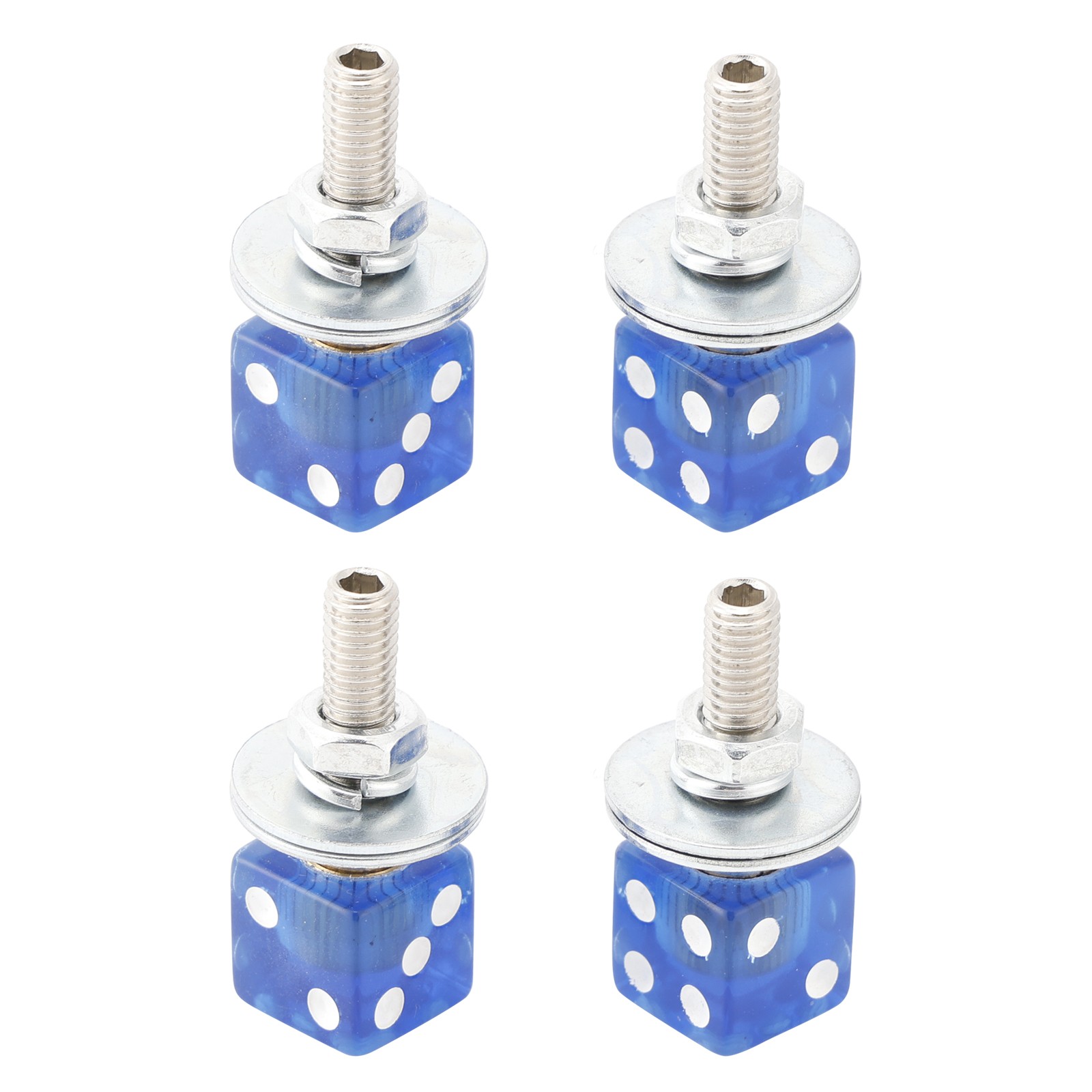 4x Motorcycle Bike Plastic Blue Dice License Plate Bolt On Screw On Frame Nut🚀
