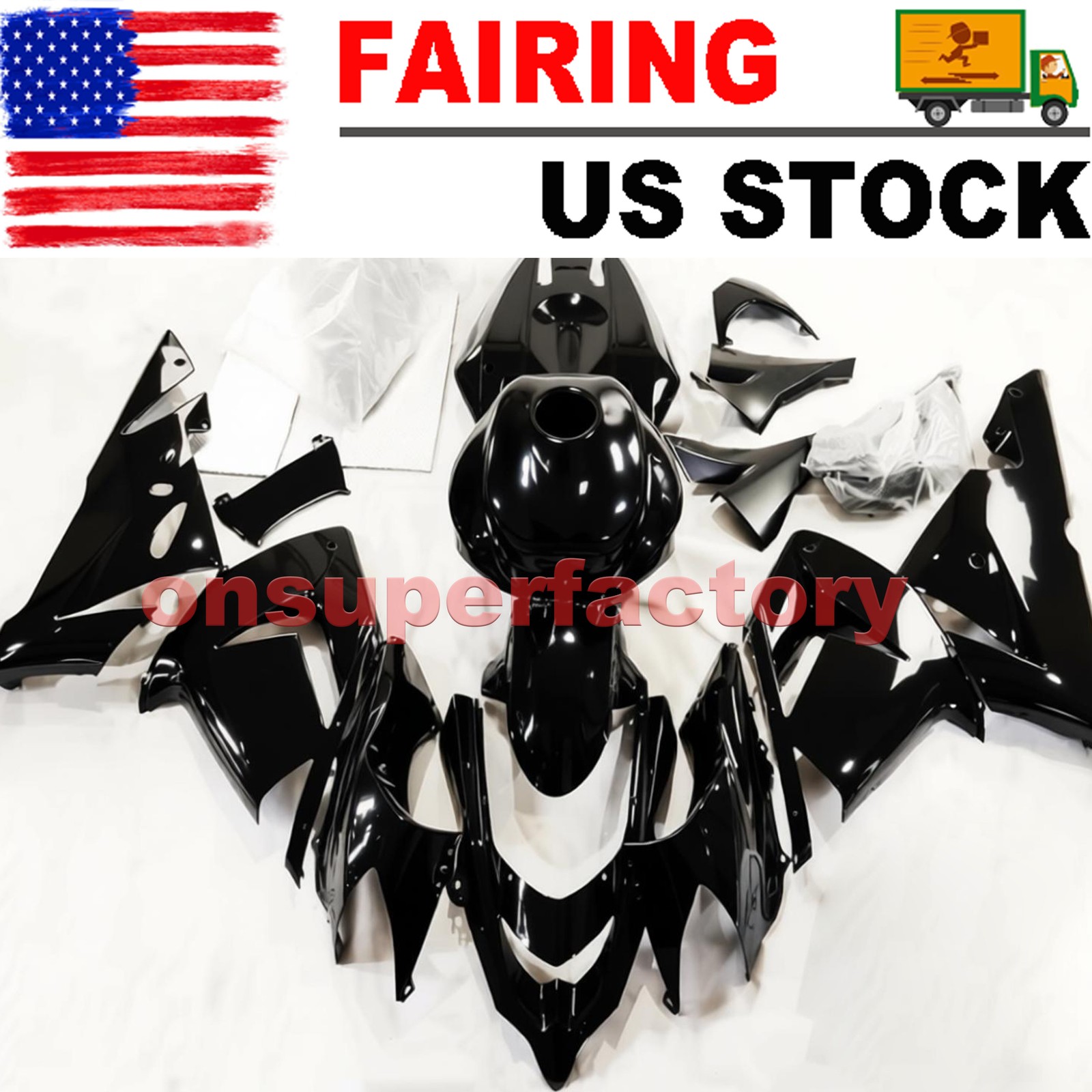 Glossy Black Fairing Kit+Tank For Kawasaki Ninja ZX-10R ZX10R 2004 2005 ABS Body