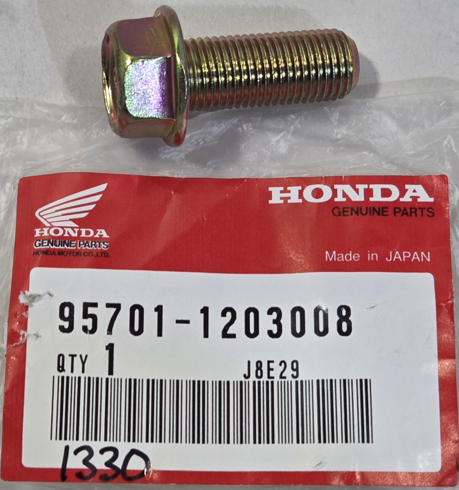 1 NEW Genuine Honda 12×30 Flange Bolt NOS Part OEM 95801-1203008, 95701-12030-08