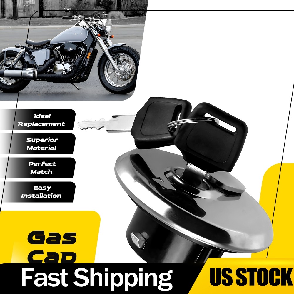 Universal Motorcycle Gas Lid Motorbike Fuel Tank Cap Cover With 2 Keys Lock Set