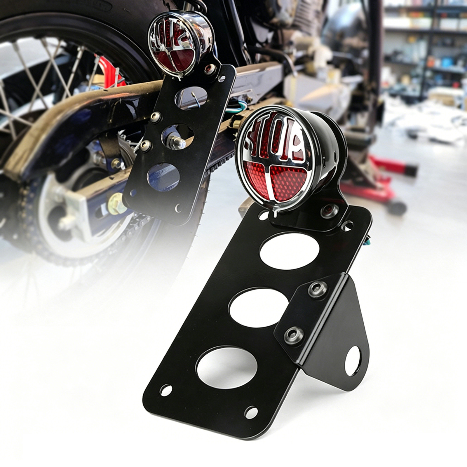 Motorcycle Side Mount Tail Light License Plate Bracket For Harley Chopper Bobber
