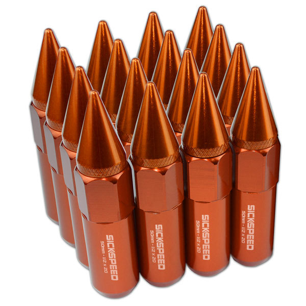 SICKSPEED 15 PC ORANGE SPIKED 60MM ALUMINUM LUG NUTS FOR POLARIS SLINGSHOT