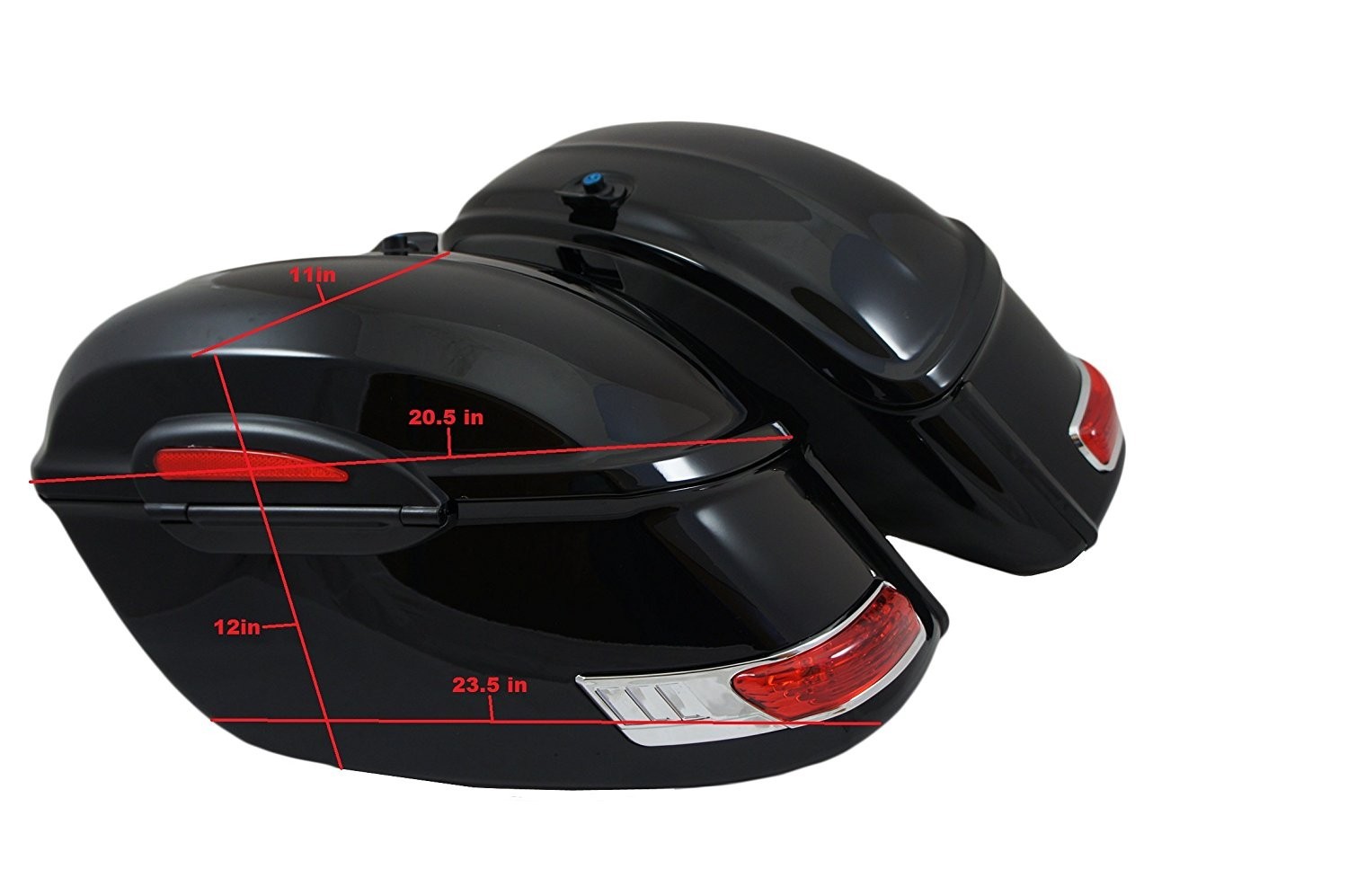 Mutazu White Universal RS Motorcycle Hard Saddlebags for Cruisers Baggers