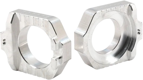 Works Silver Aluminum Elite Axle Block Pair for Husqvarna FX450 17-22