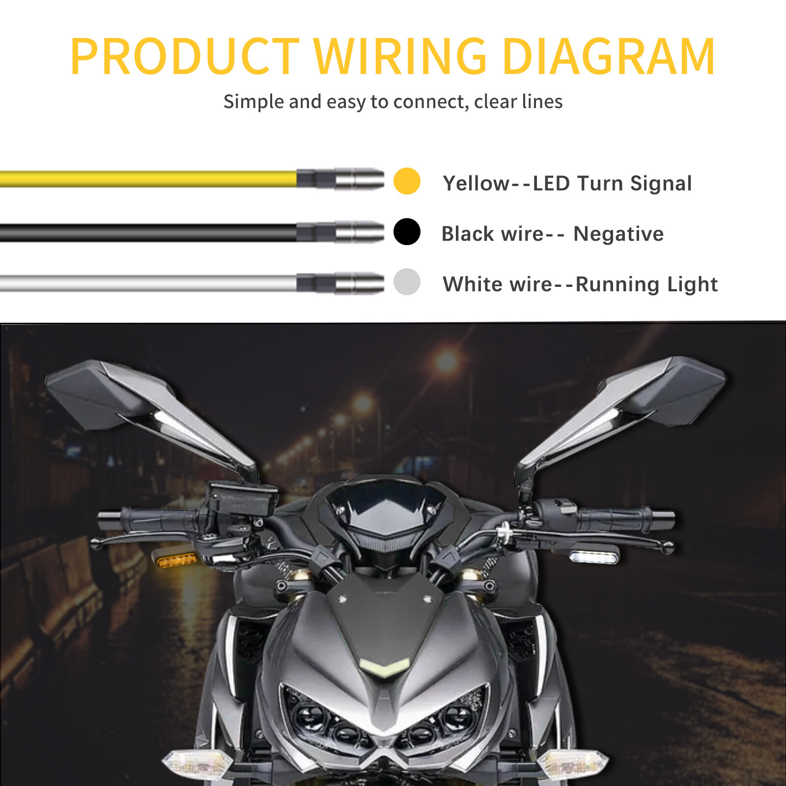 1 Pair Mini Motorcycle LED Turn Signal Amber & White Running Light For Harley