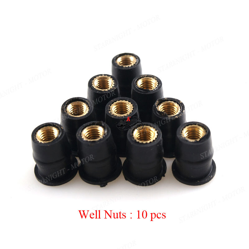 Motorcycle M5 5mm Universal Metric Rubber Well Nuts for Windscreen Fairing Cowl