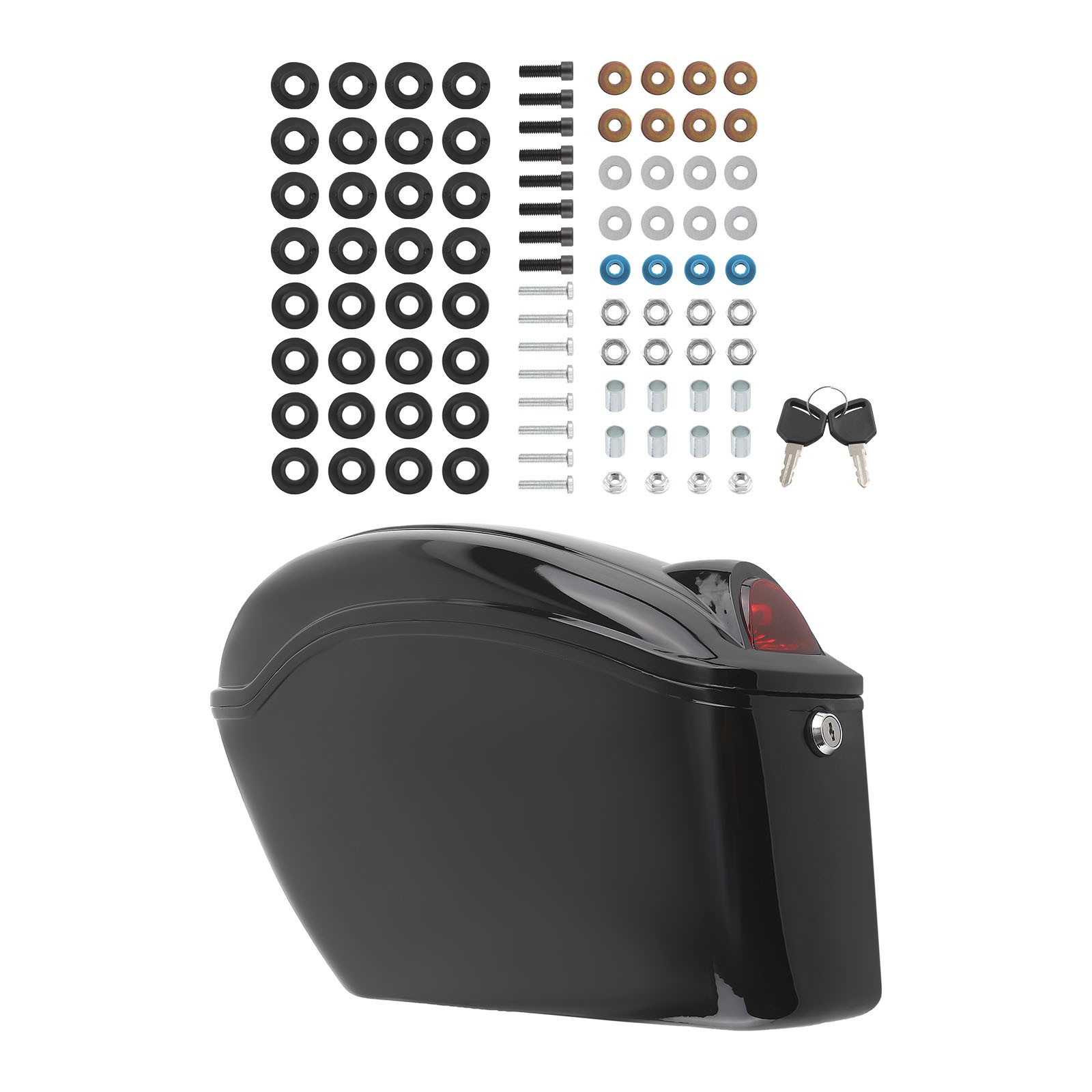 Hard Side Cases for Yamaha Suzuki Cruiser Red Turn Signal Saddlebags Black