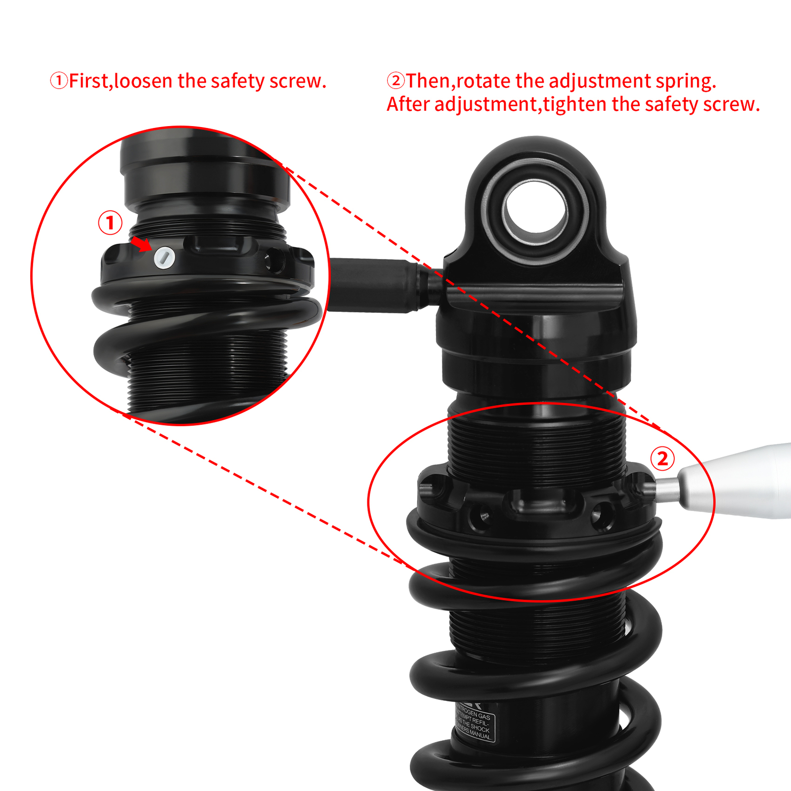 Remote Reservoir Rear Suspensions Shock Fit For Harley Touring Road Glide 14-24