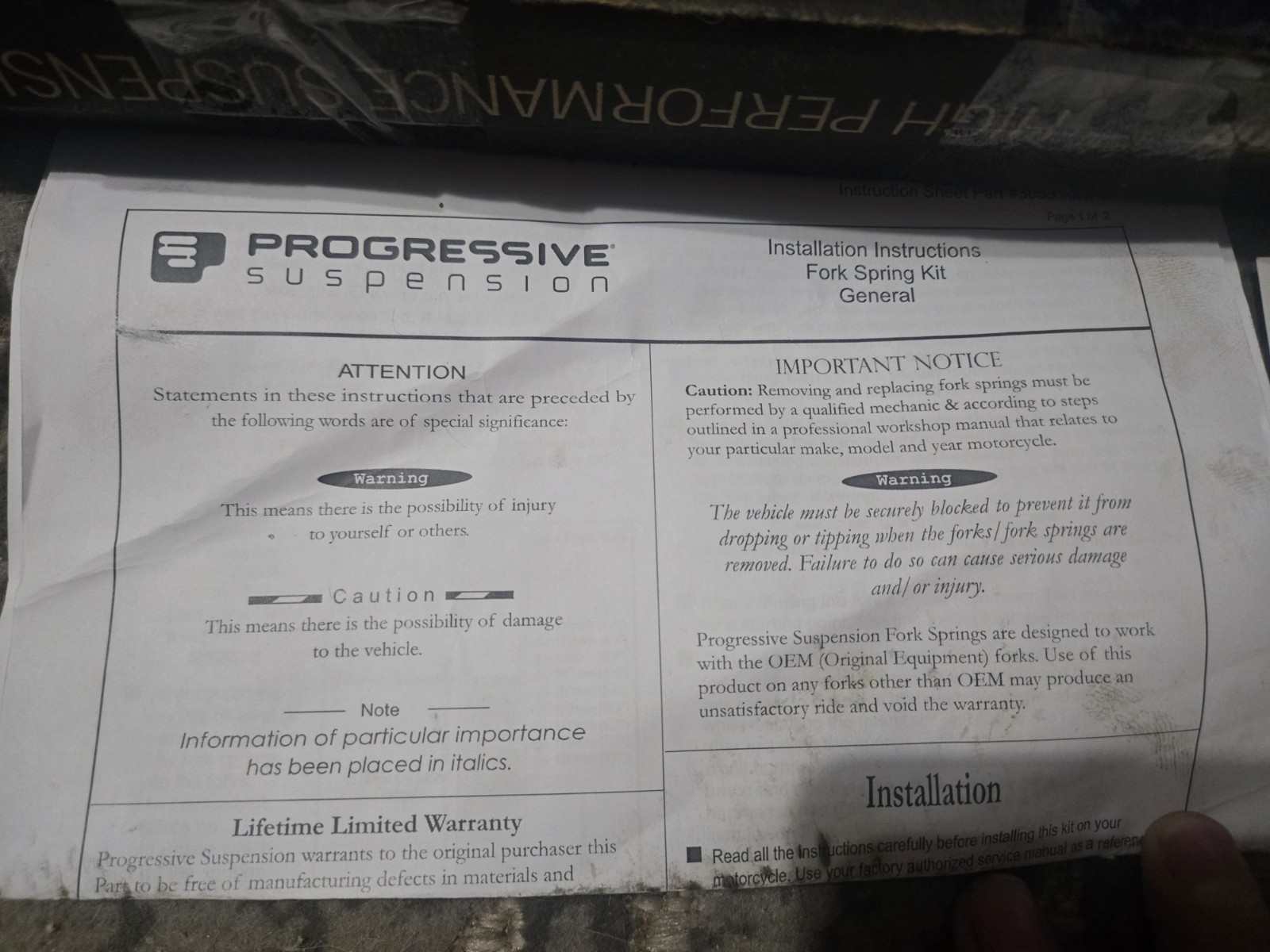 Progressive Suspension Fork Spring Kit Harley Davidson