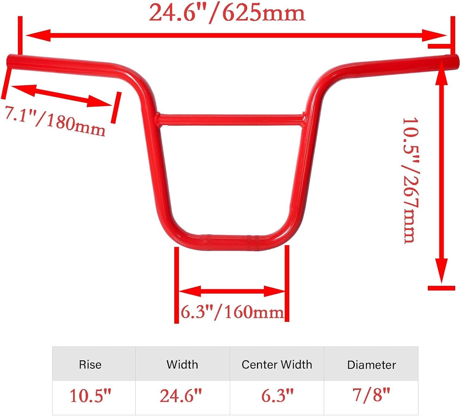 Red 7/8″ Handlebar 10.5″ Rise Crossbar Fits Motovox MBX10 MBX11 Mini Bike Parts