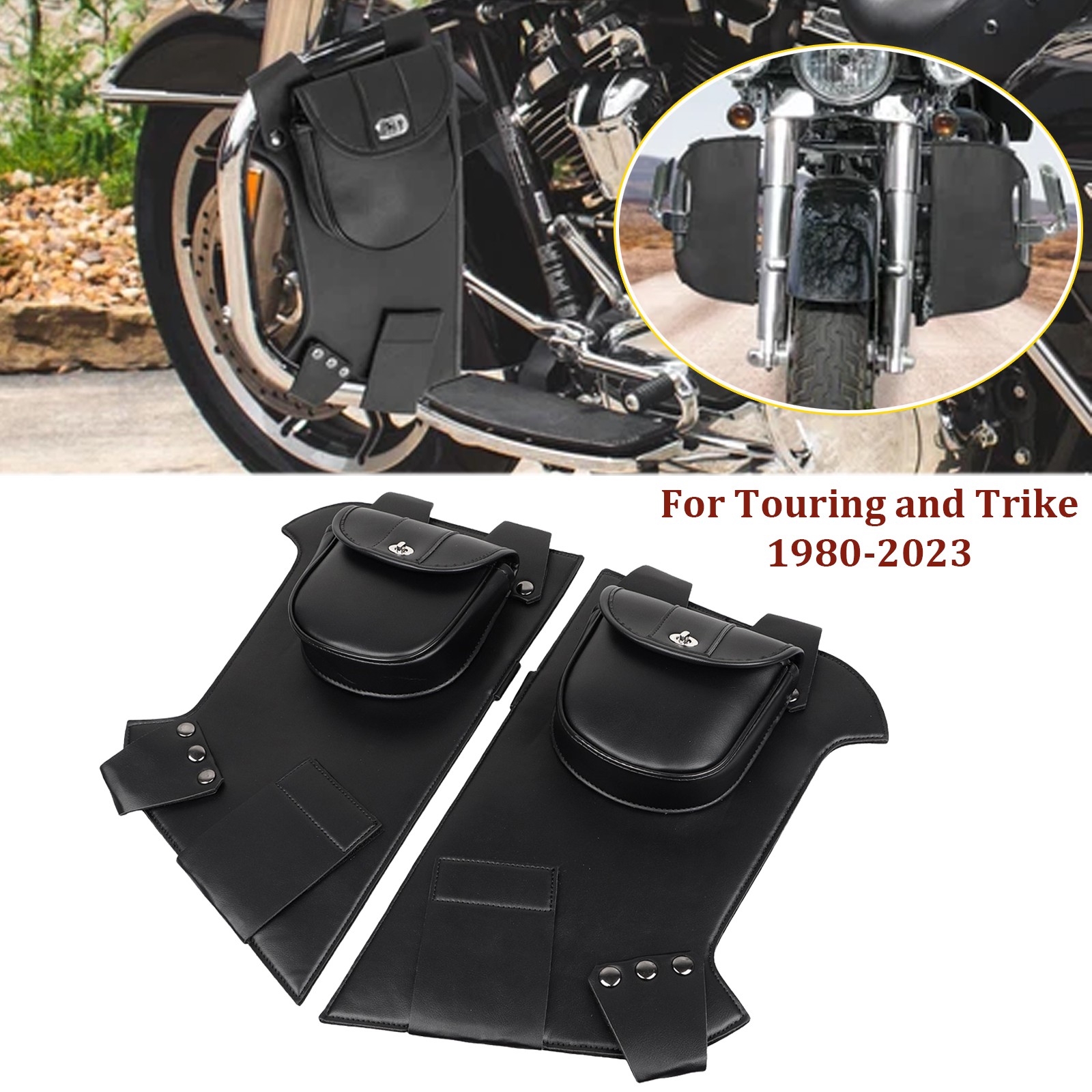 Synthetic Leather Soft Lowers Chaps Leg Warmer Bag For Harley Touring 1980-2023