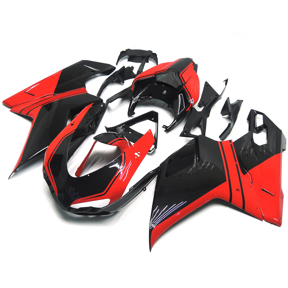 Black Red ABS Plastics Fairings Bodywork For Ducati 1098 848 1198 2007 -11 2012