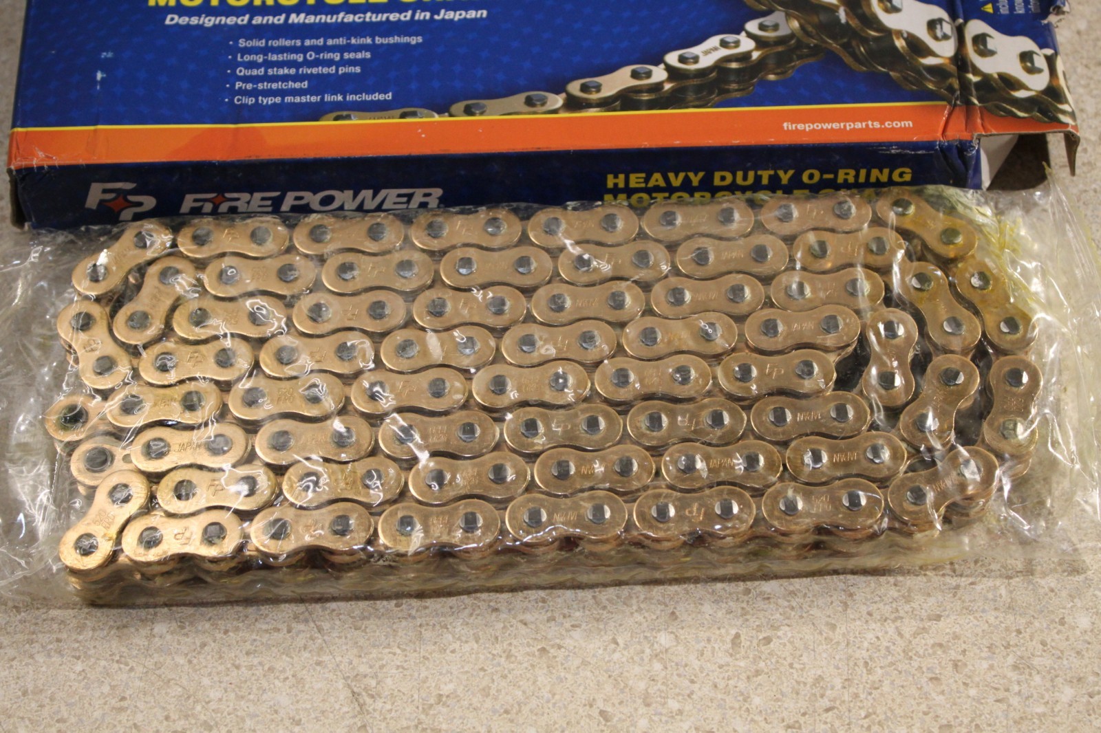 NEW Fire Power Gold O-Ring Drive Chain 520×120 & Master Link 7576 KC