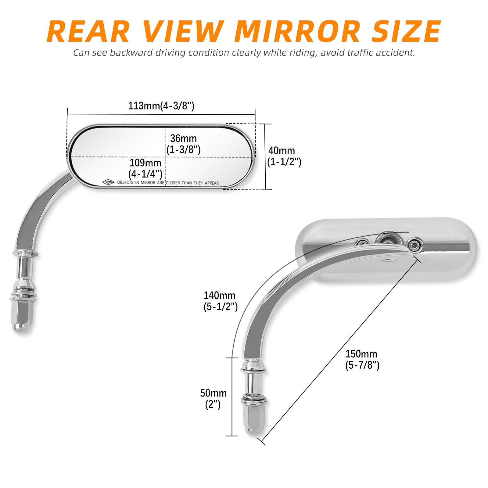 Chrome Mini Oval Motorcycle Rear View Mirror For Harley Davidson Softail Deluxe