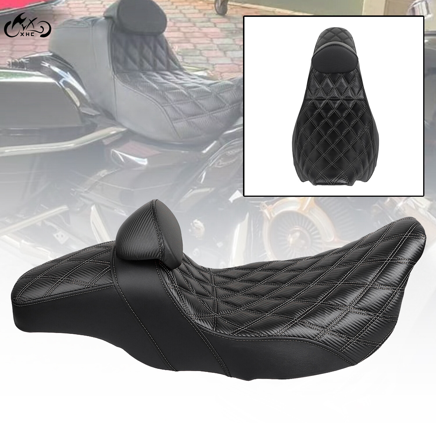 Step Up Passenger Driver Seat w/ Backrest For Harley Electra Street Road Glide