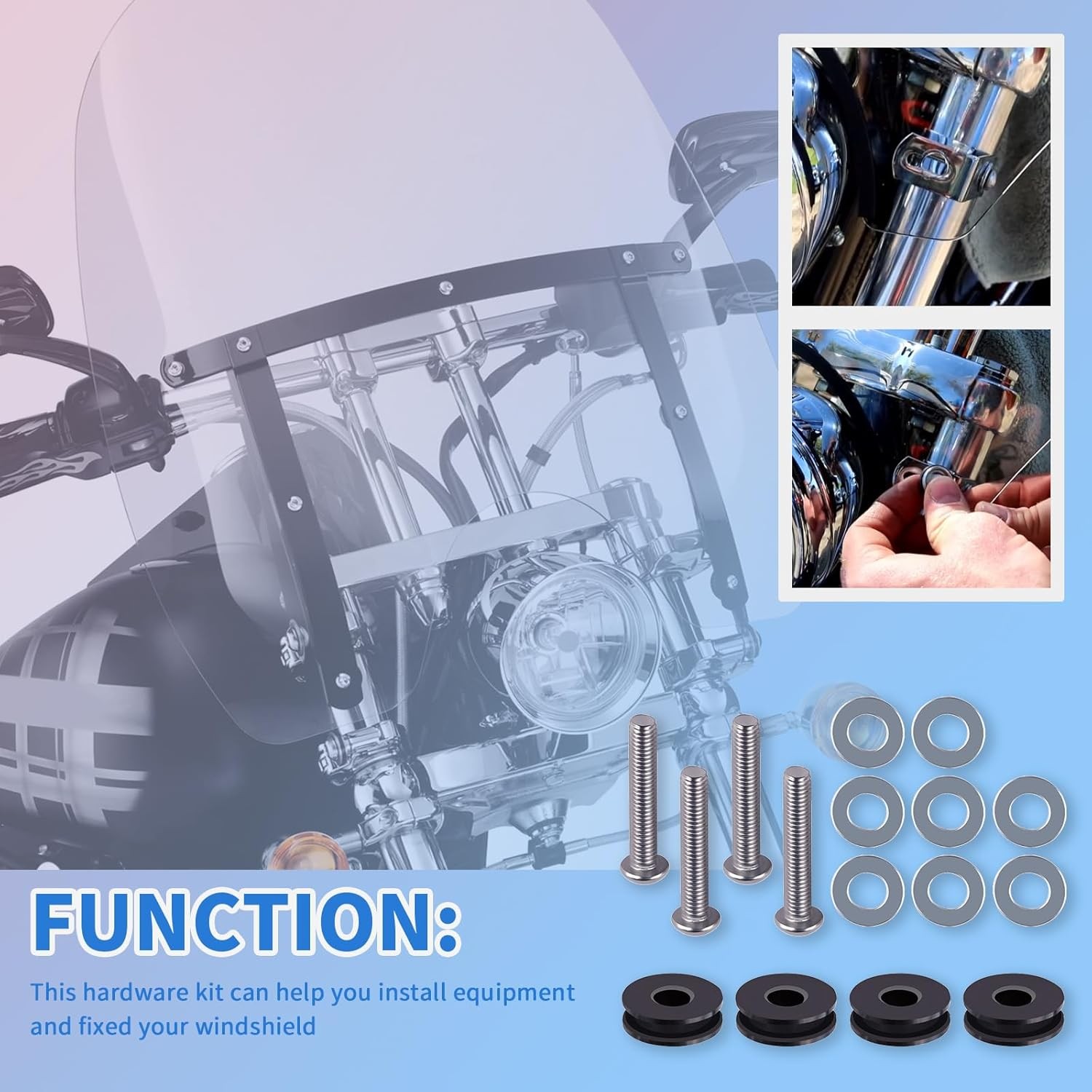 91800025 Windshield Mounting Hardware Kit For Harley FLSTC,FLS,FLST,FLSTN Model