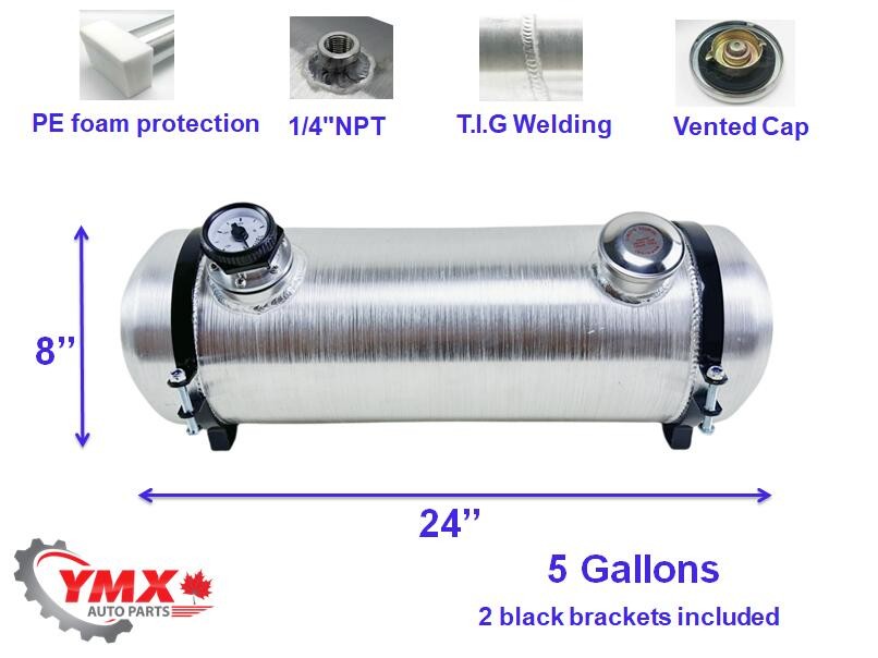 5 Gallon 8×24 End Fill Aluminum Spun 1/4 NPT Gas Tank Fuel Tank With Site Gauge