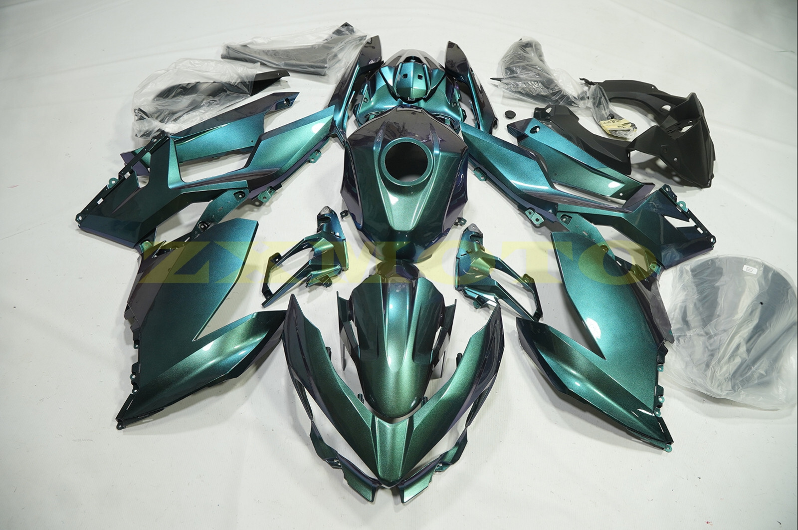 Green Blue Chameleon Fairing Kit For Kawasaki Ninja 400 2018-2023 +Tank Cover