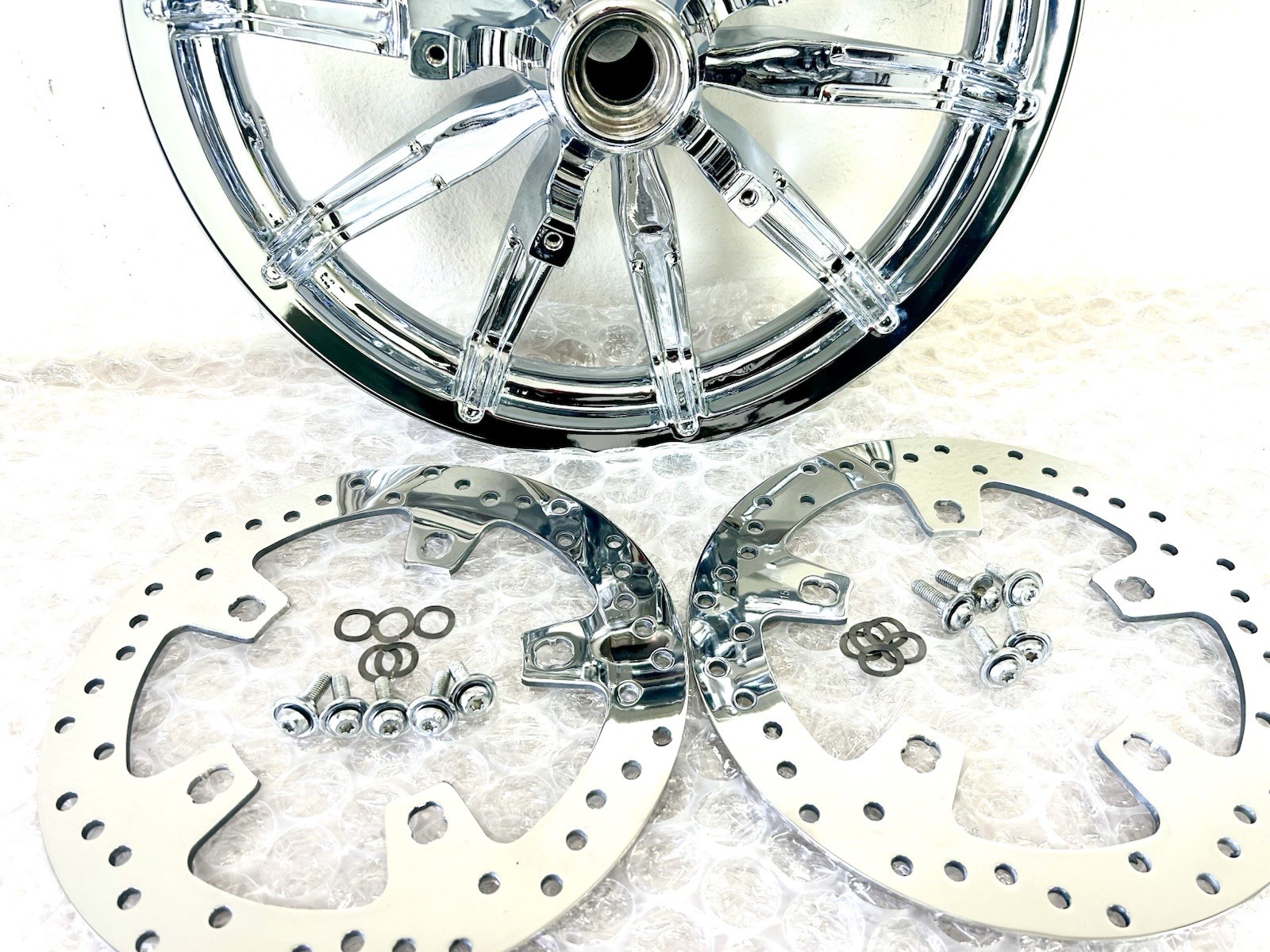 HARLEY TOURING IMPELLER CHROME WHEELS ROTORS 2009-17 STREET GLIDE OUTRIGHT