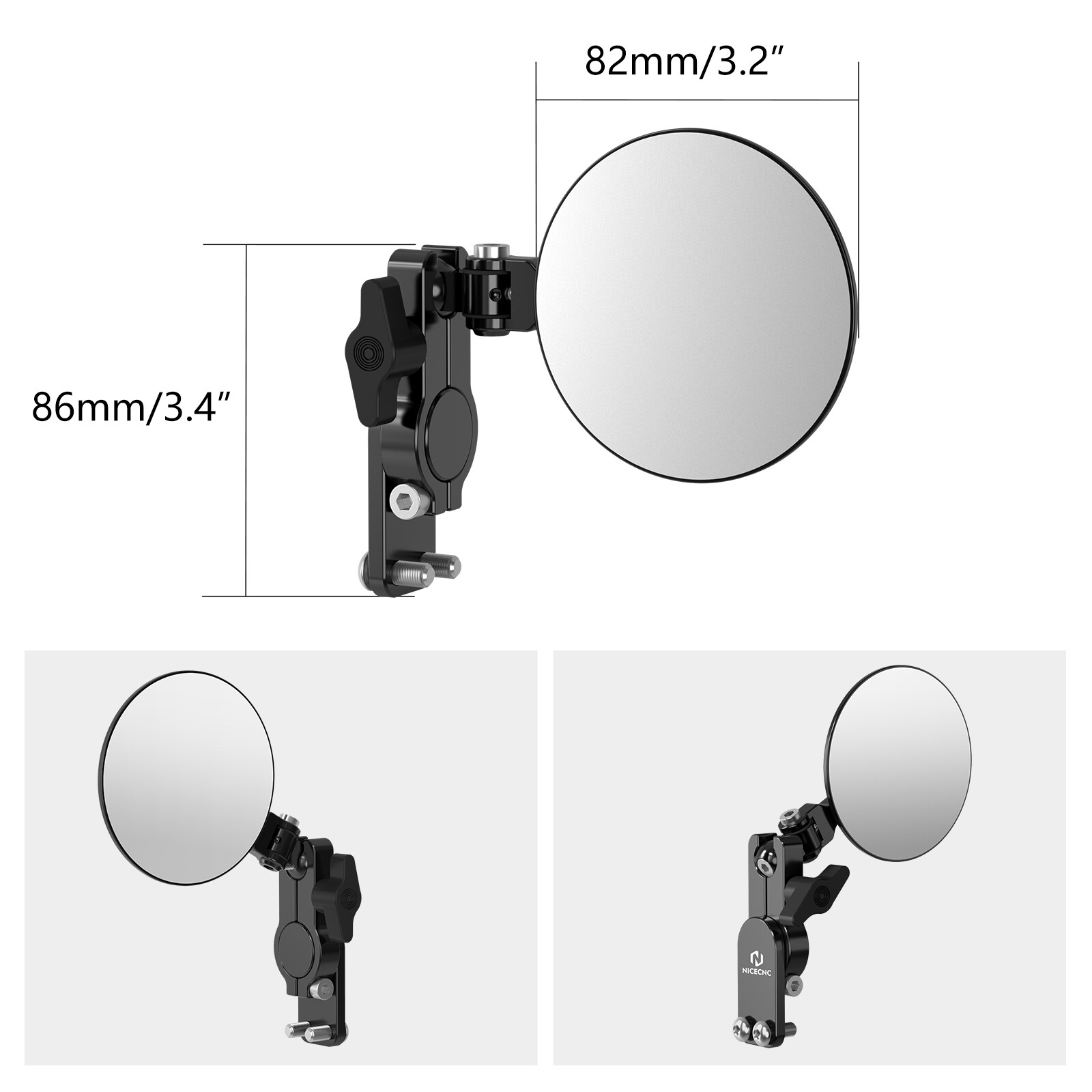 Universal Motorcycle Round Quick Flip Mirrors Kits Convex Glass For Off-Road