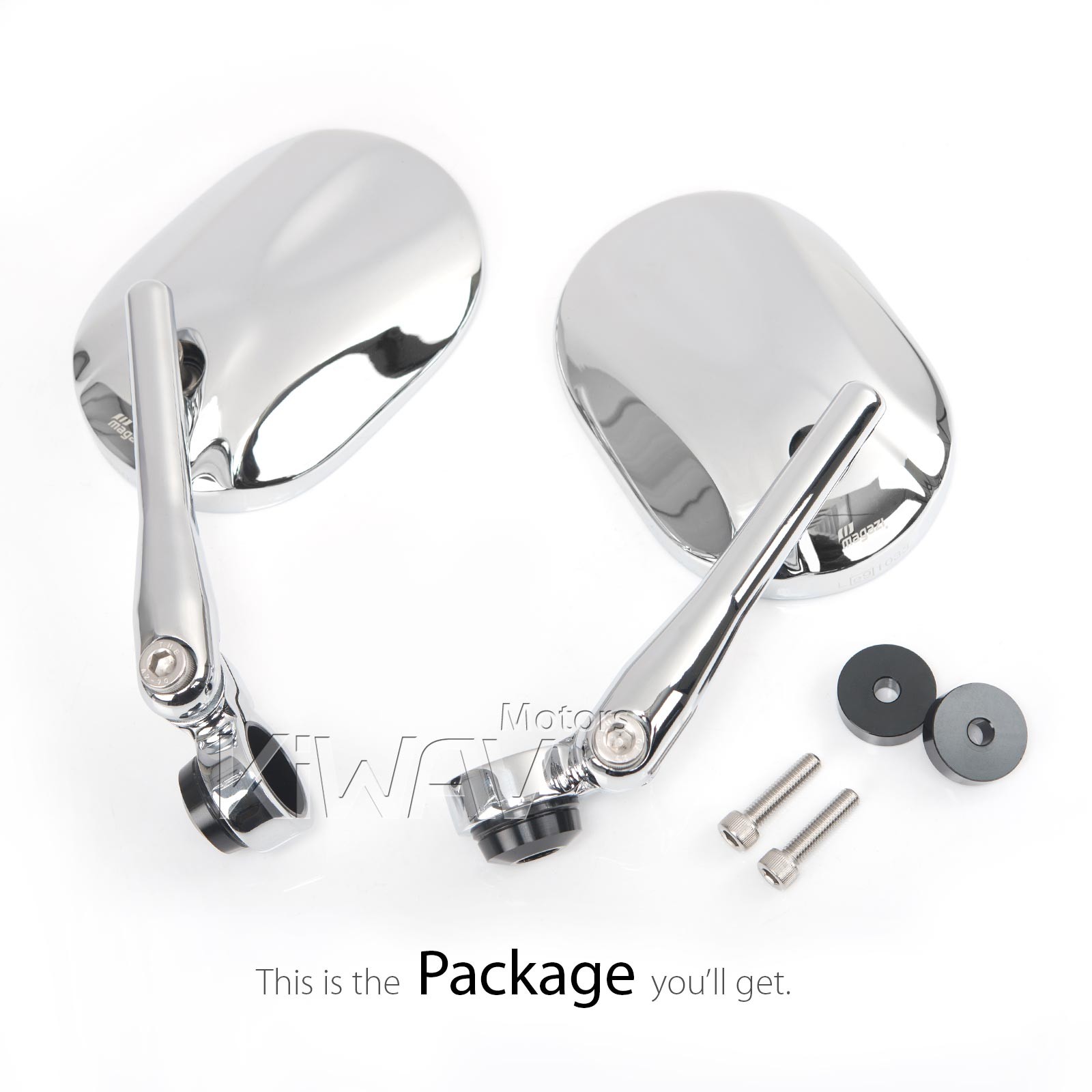 Bar end mirrors STARK sleek chrome oval for Moto Guzzi V7 Stone threaded OEM bar