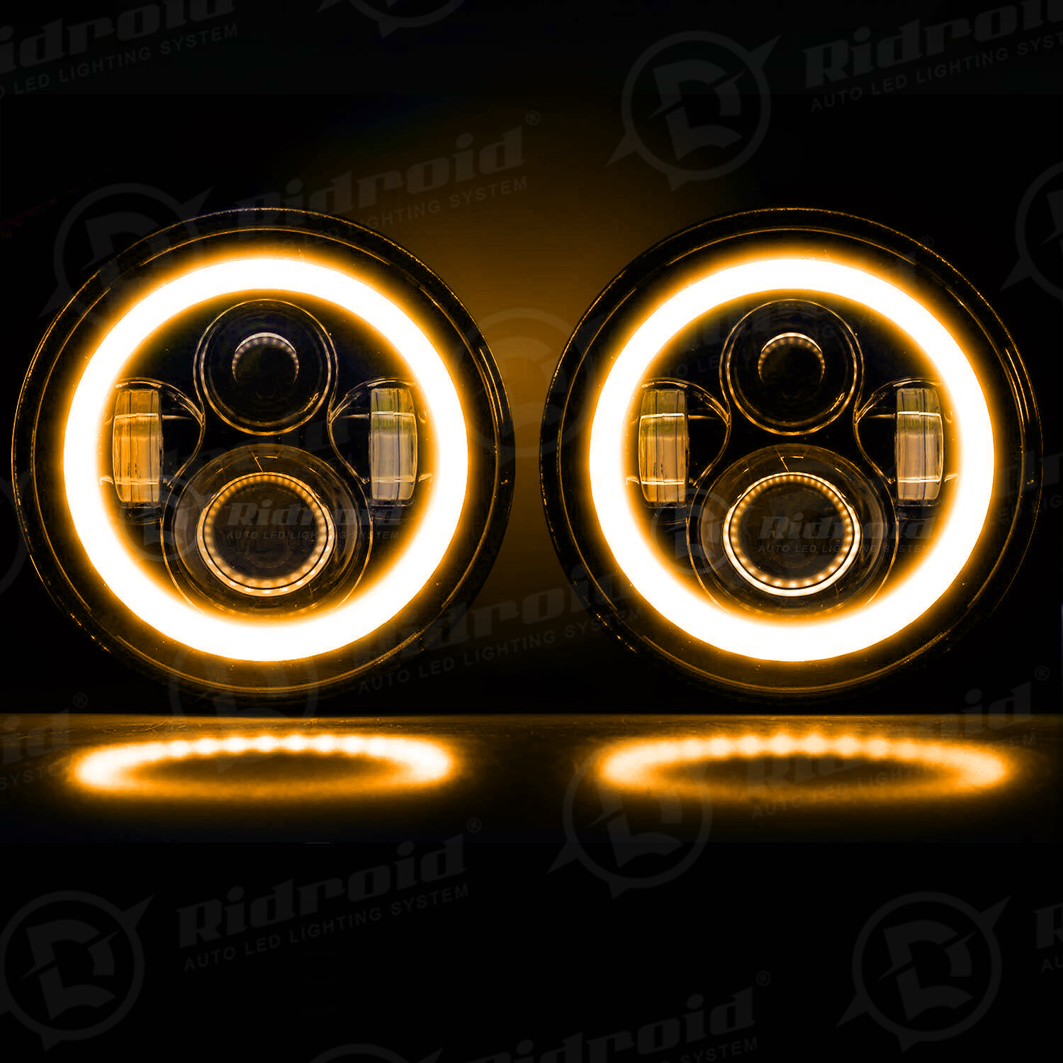 7″ inch LED Headlight Blue Halo Angel Eyes for Harley Davidson Street Glide FLHX