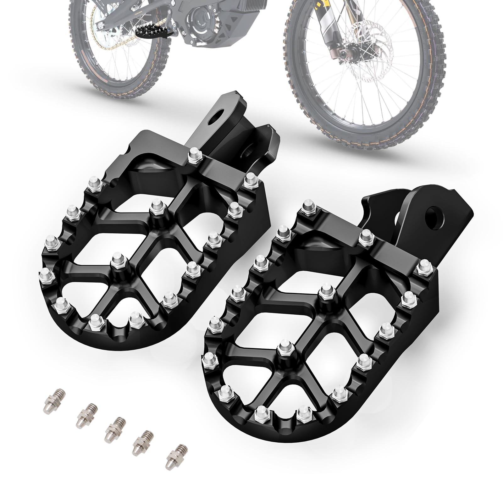IUVWISN Electric Dirt Bike Wider Foot Pegs Footpegs CNC for footpegs, black