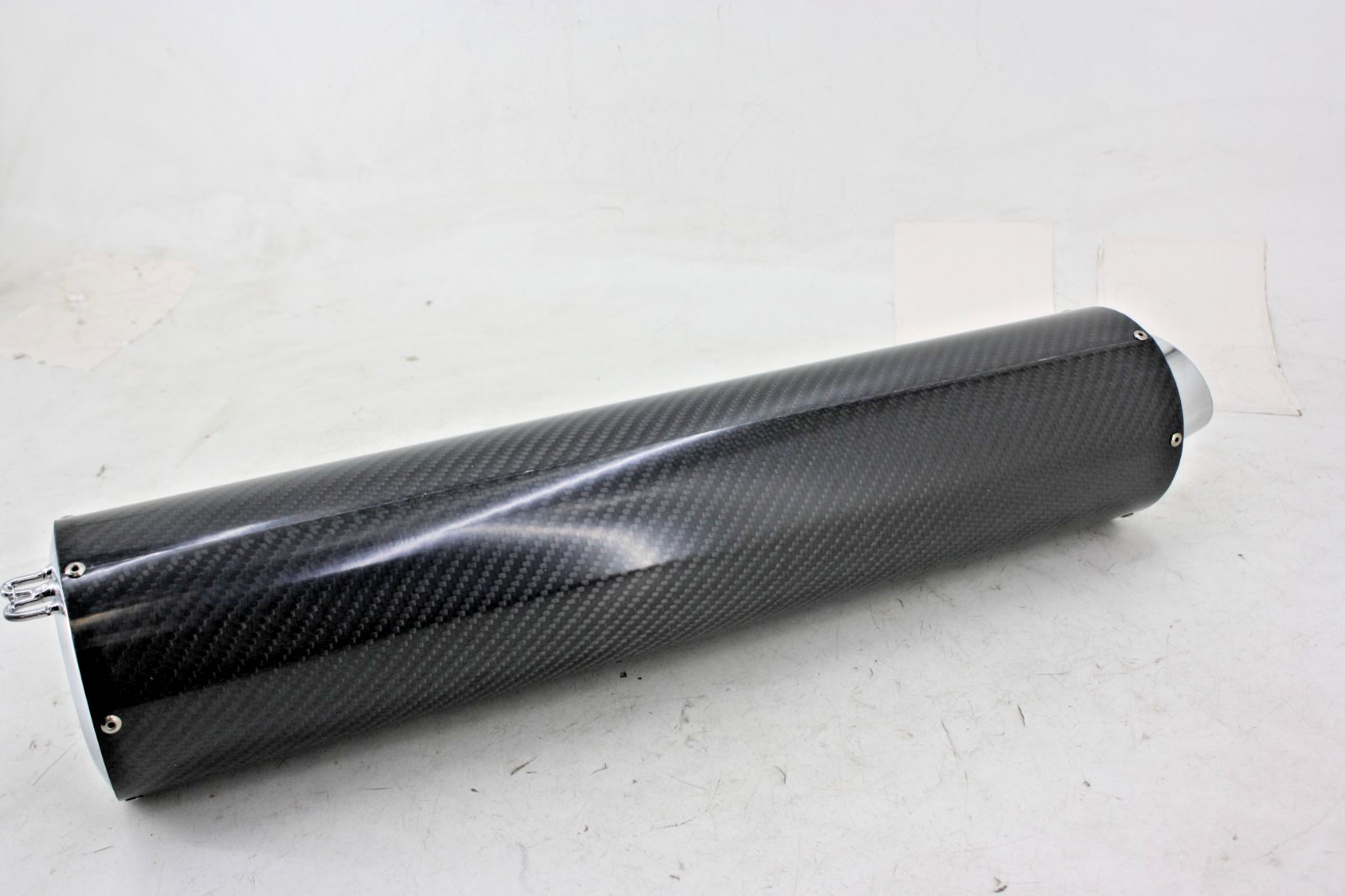 NOS SUDCO RACING CARBON FIBER LEFT SIDE MUFFLER 4″ ROUND 18″ LENGTH 2.25″ ID