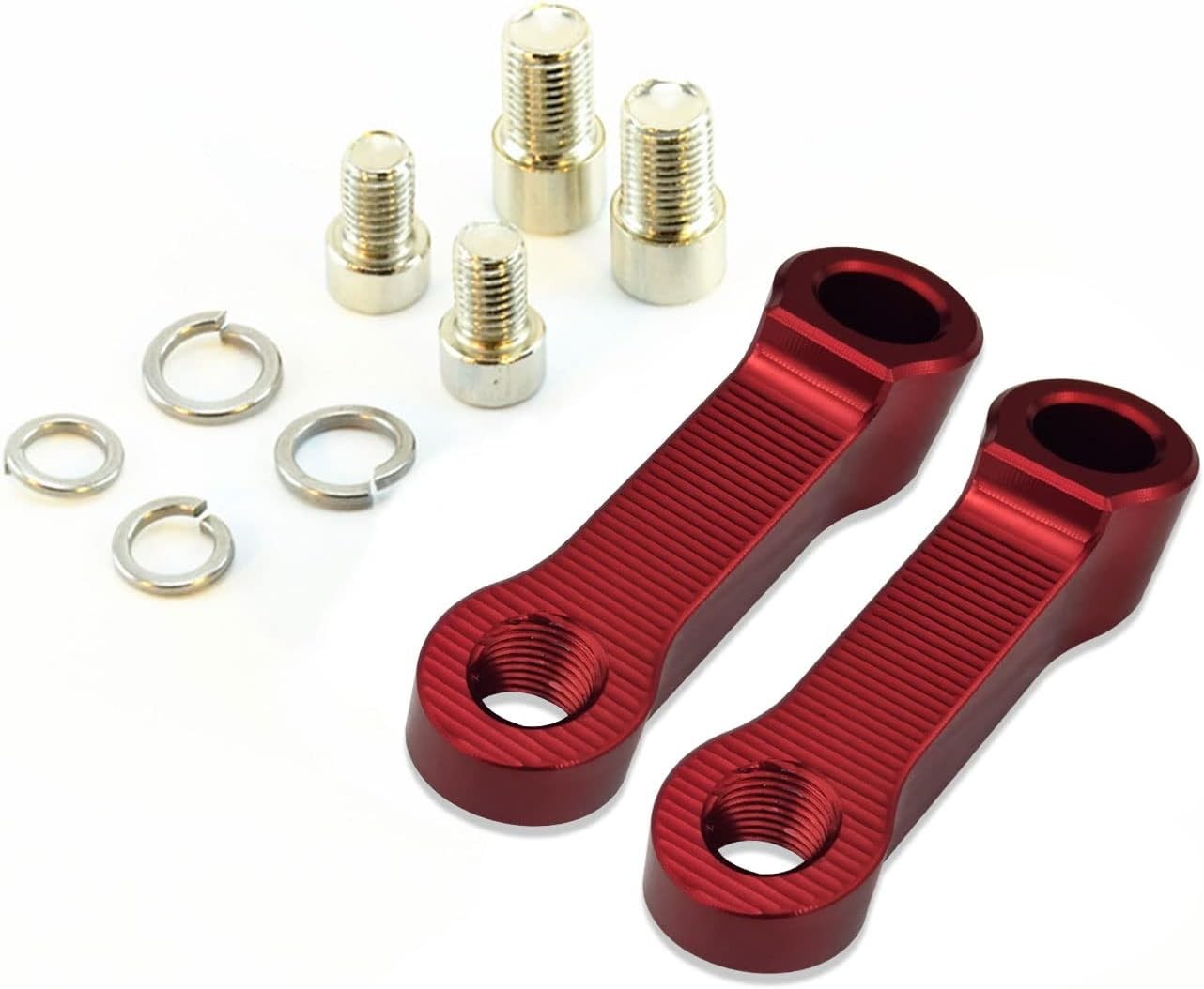 Motorcycle Mirror Adapter Kit, M10/M8, 10mm 8mm Riser Mount Extenders, Red, Moto
