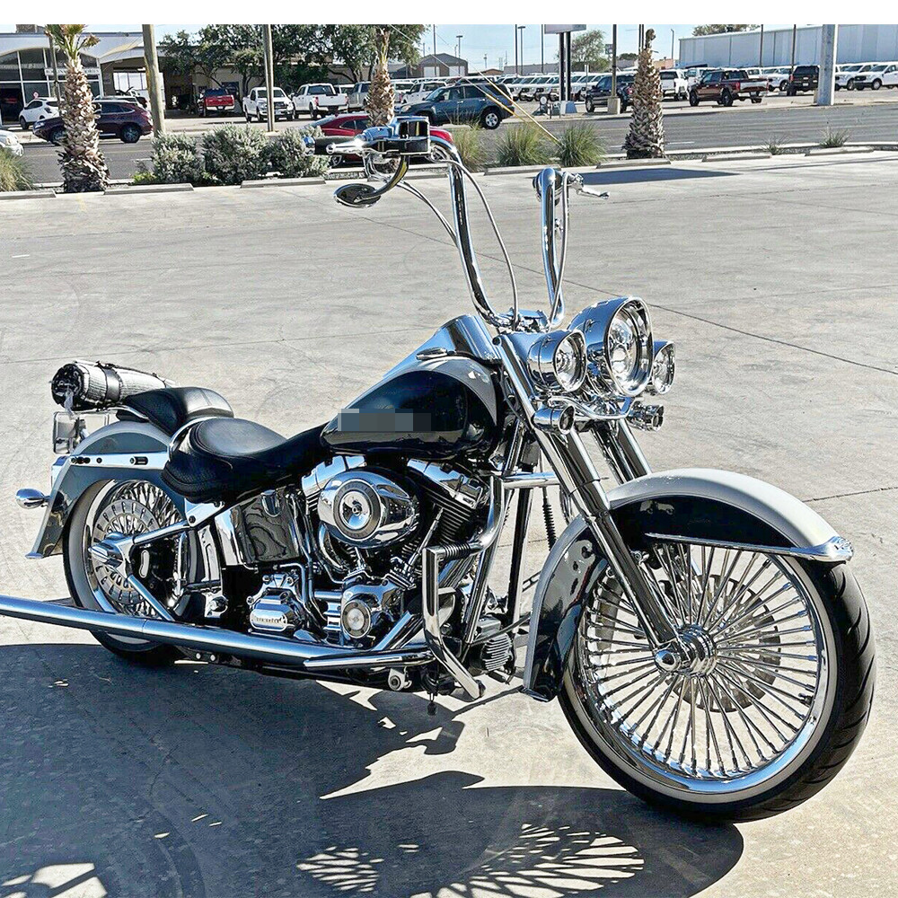 Chrome 16″ Rise Gangster Ape Hanger Handlebars For Harley Touring Softail Dyna