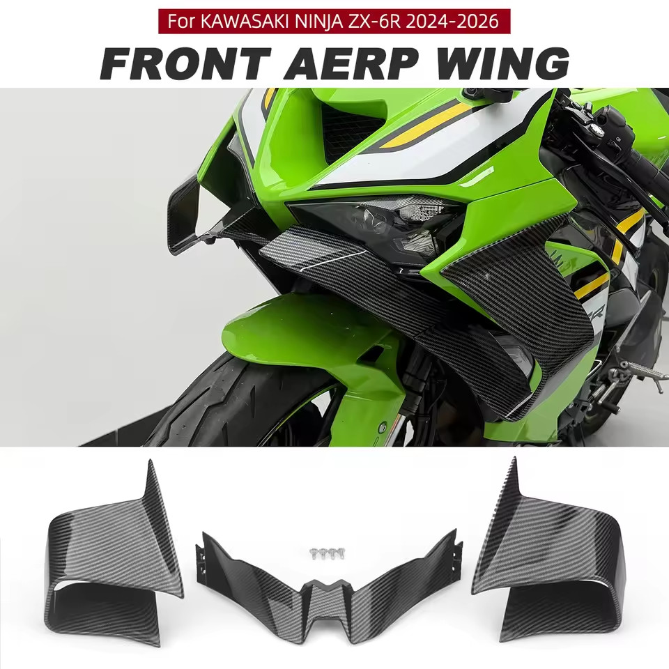 Front Fairing Winglets Wing Aerodynamic Kit Spoiler For Kawasaki ZX-6R 2024-2026