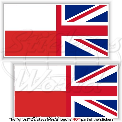 POLAND-UK Flag Polish-United Kingdom Union Jack 75mm (3″) Stickers Decals x2