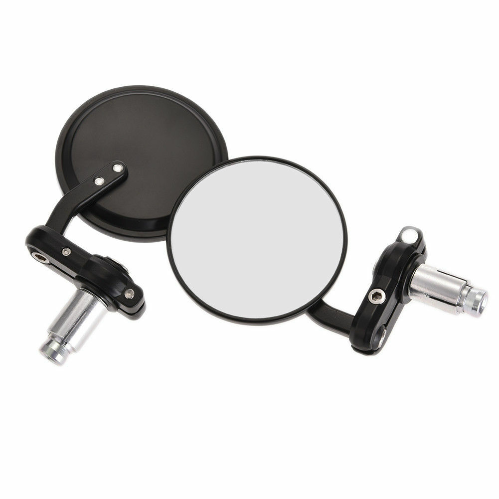Black Convex Motorcycle 3″ Round 7/8″Handle Bar End Rearview Mirrors For Honda