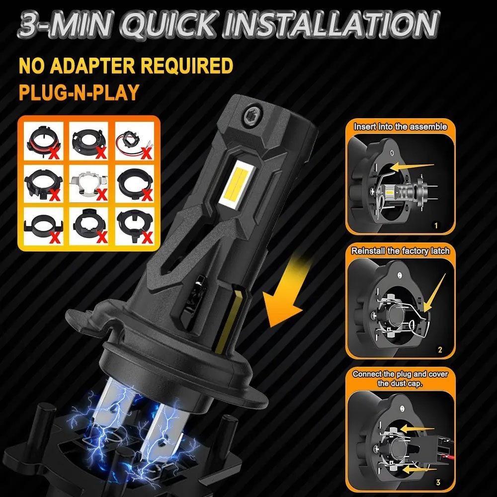 2X H7 LED Headlight Bulbs 6000K For Kawasaki Ninja 650R 2006-2011 650 2013-2019