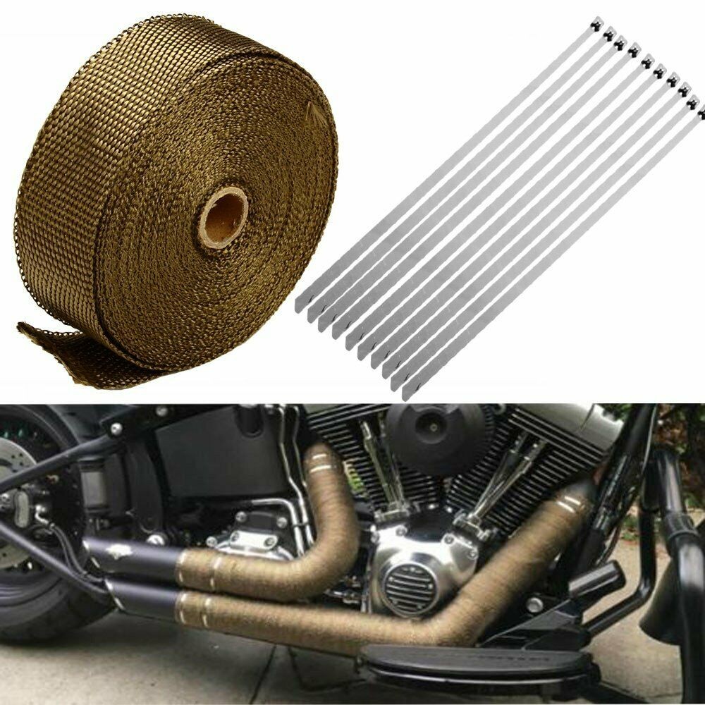2″ x 50FT Exhaust Wrap Manifold Heat Wrap Tape + 10 Ties Kit For Car Motorcycle
