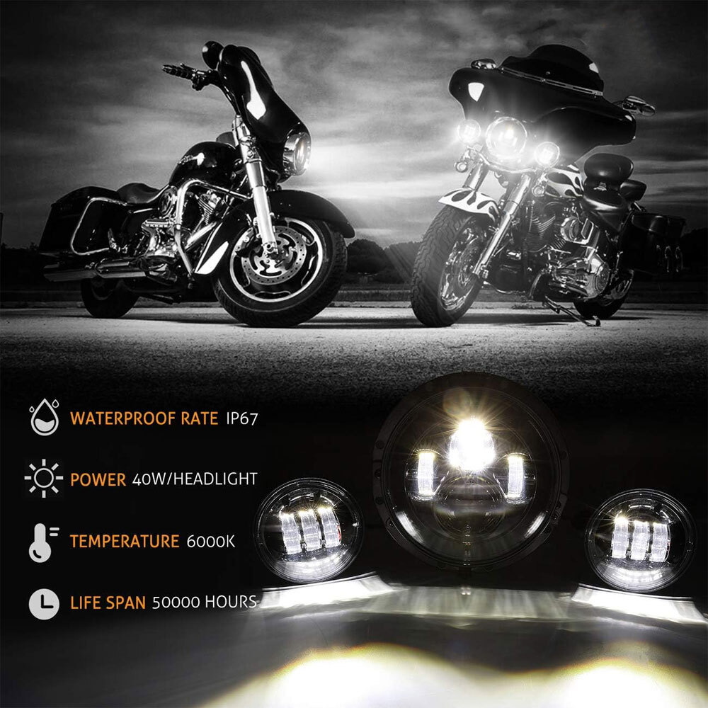 7″ LED Headlight & 4.5″ Passing Lights for Harley Davidson Electra Glide Classic