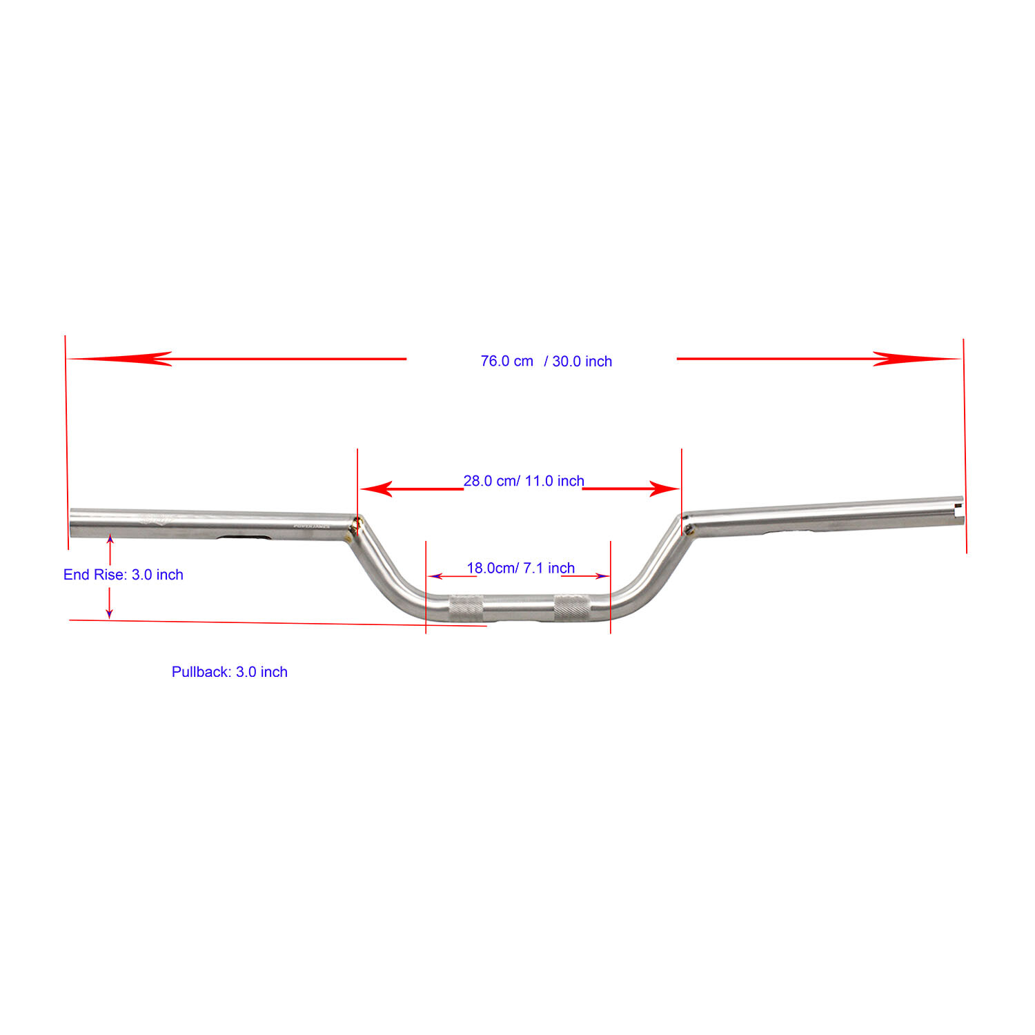 Silver 3.0″Stainless Steel Handlebar with fully 1.0″ Bar for Harley Softail Dyna