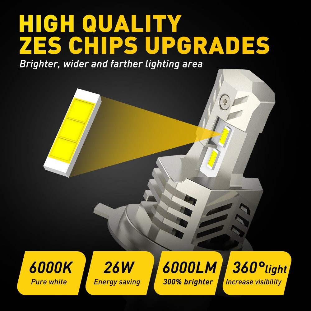Motorcycle LED 6000K H4 Headlight LED Hi/Lo Beam Light Lamp White Bulbs Bulb