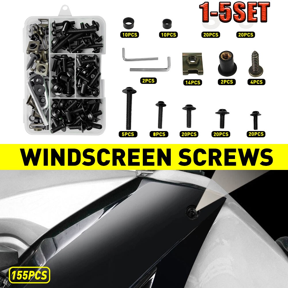 For Suzuki Aprilia 155X Black Motorcycle Windscreen Screws Fairing Bolt 1-5SET