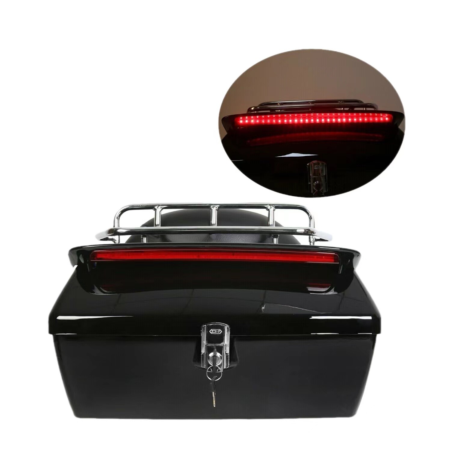 Black Motorcycle Trunk Tail Box Luggage Case top rack For Honda Harley Kawasaki